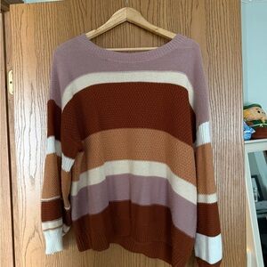 SHEIN Women's Striped Sweater in Warm Tones